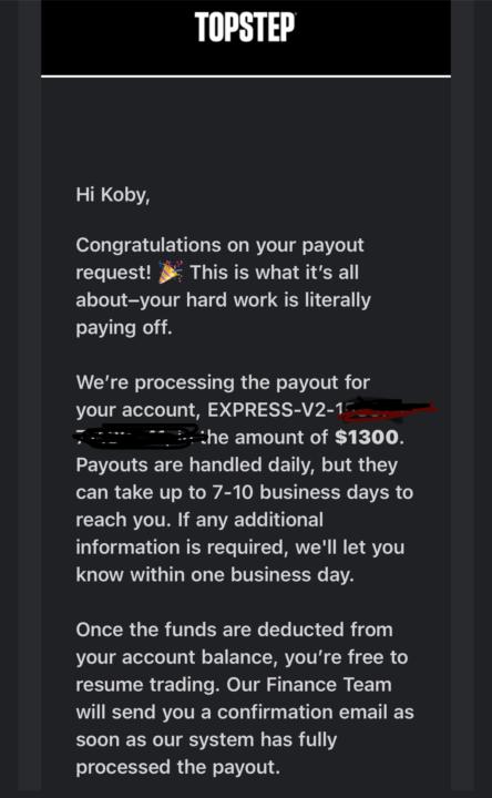 First payout 