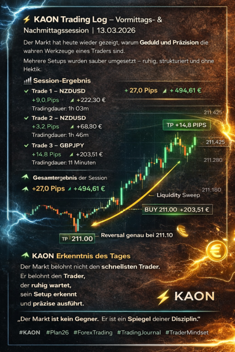 ⚡ KAON Trading Log – Vormittags- & Nachmittagssession | 13.03.2026