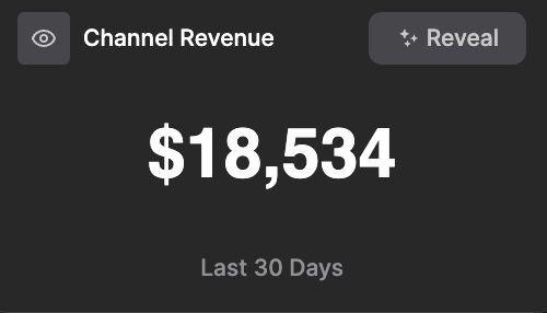 A travel channel generated $18,000 in the past 30 days.