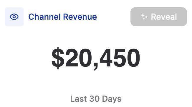 Channel Revenue (Last 30 Days): 