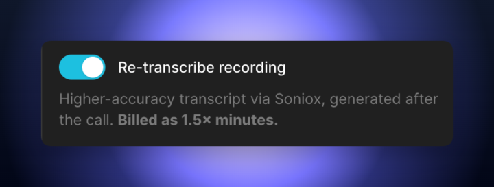 Update: Re-transcribe recording