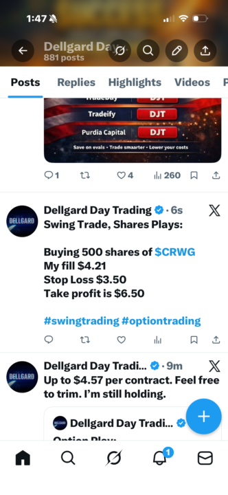 Swing trade, buying shares…