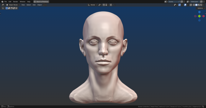My first take on a female head