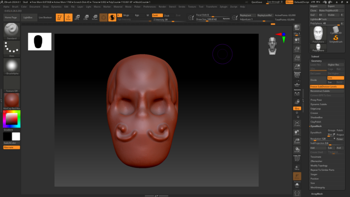 Sculpting Skull level 2 first attempt