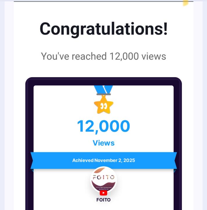 12 k views on Youtube finally 😃