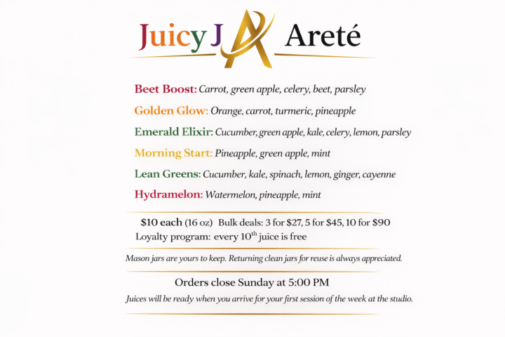 🧃 Juicy J x Areté — Weekly Juice Menu 