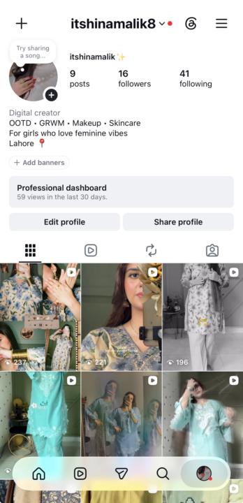 This is my bio Mera question hai k agr kuch dino tk post na kro to dashboard pr views kam ho jaty hai even 0 ho jaty hai? Meri account ka koi issue hai? Ya Asia sab k sath hota hai?
