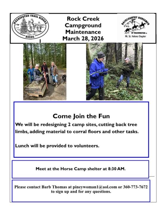 Yacolt wa. Rock Creek Campground Work party 