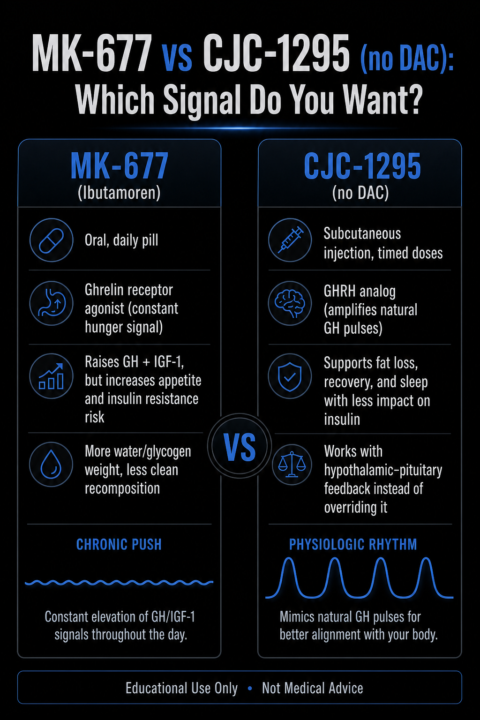 MK‑677 vs CJC‑1295 (no DAC) — here’s the real difference: