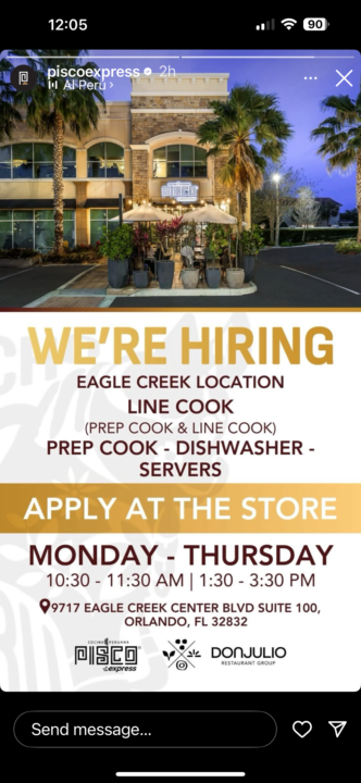 Pisco Express looking for BOF & FOH