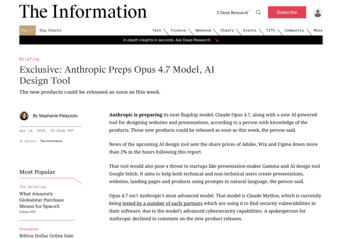 ‼️Anthropic Preps Opus 4.7 Mode - could be released this week