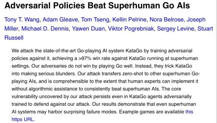 Adversarial Policies beat Superhuman GO