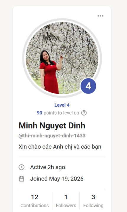 Wowww, tuyệt vời quá! ✨ Thành viên đầu tiên đạt Level 4 đây rồi! 🏆