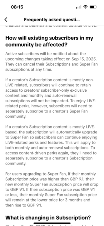 Update to TikTok Subscriptions Info