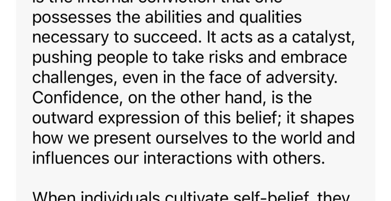 Self belief