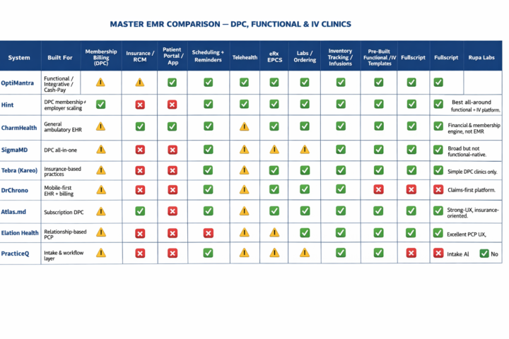EMR Comparison Chart