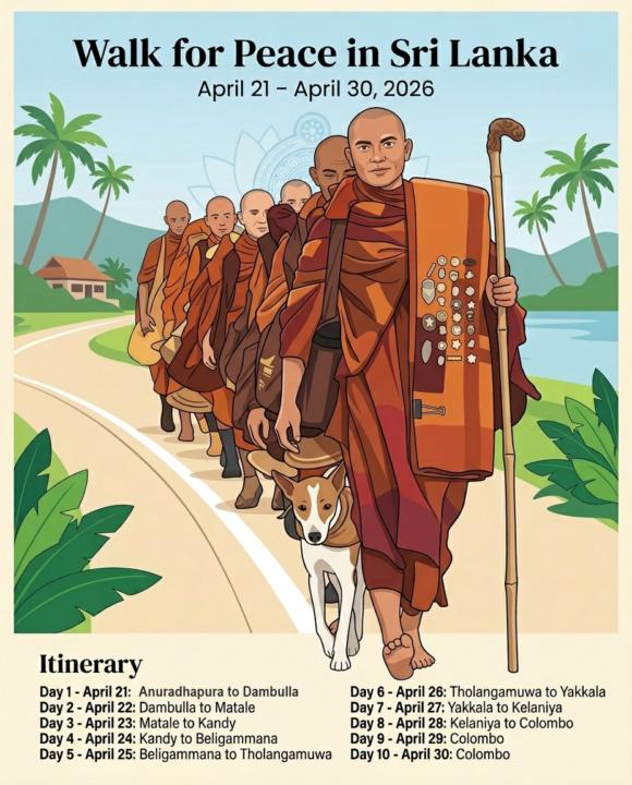 The Walk for Peace 🙏 Sri Lanka 2026 journey begins April 21