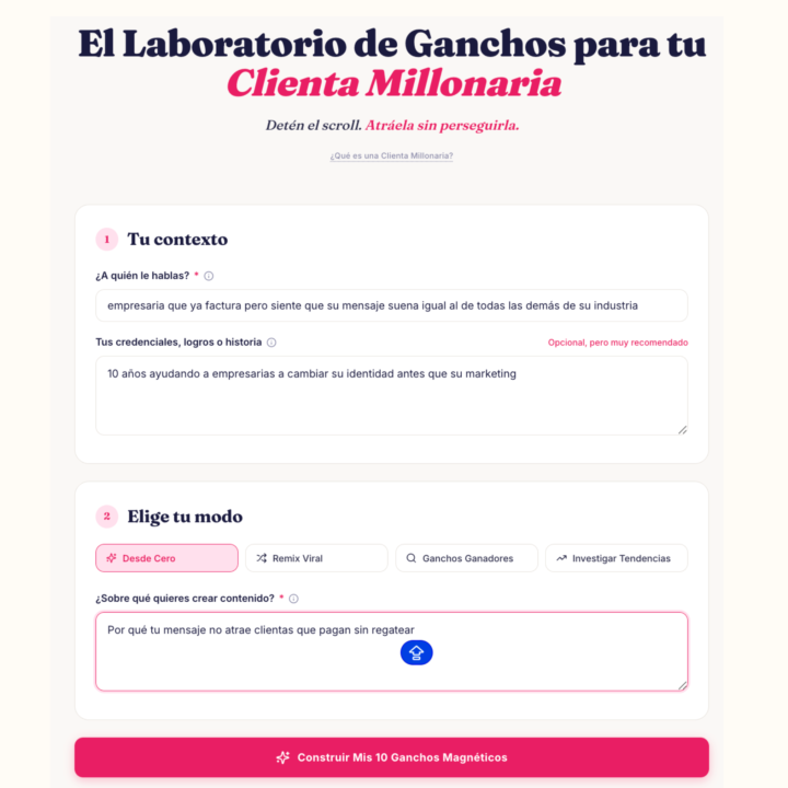 De no saber qué publicar a una marca magnética que atrae a tu Clienta Millonaria — sin perseguir. 🙀 