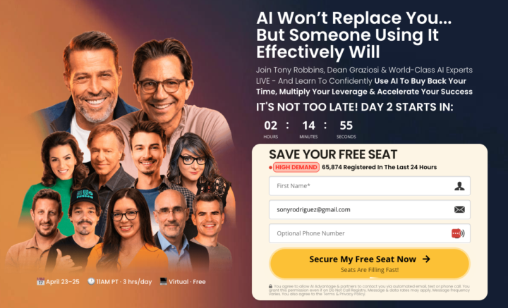 AI ADVANTAGE SUMMIT - Evento con Tony Robbins de IA 