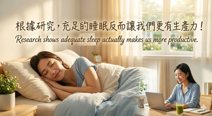 【睡眠調理】不要覺得睡覺是浪費時間！根據研究，充足的睡眠反而讓我們更有生產力！