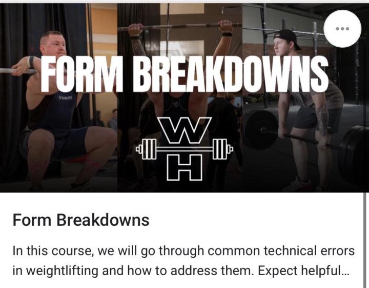 NEW COURSE: FORM BREAKDOWNS