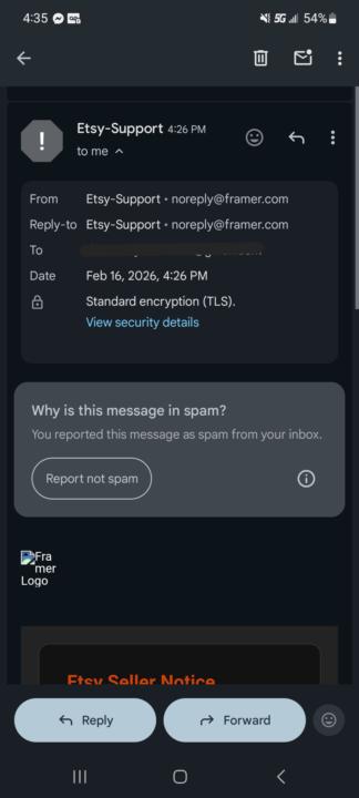 Spam Emails From "Etsy Support"