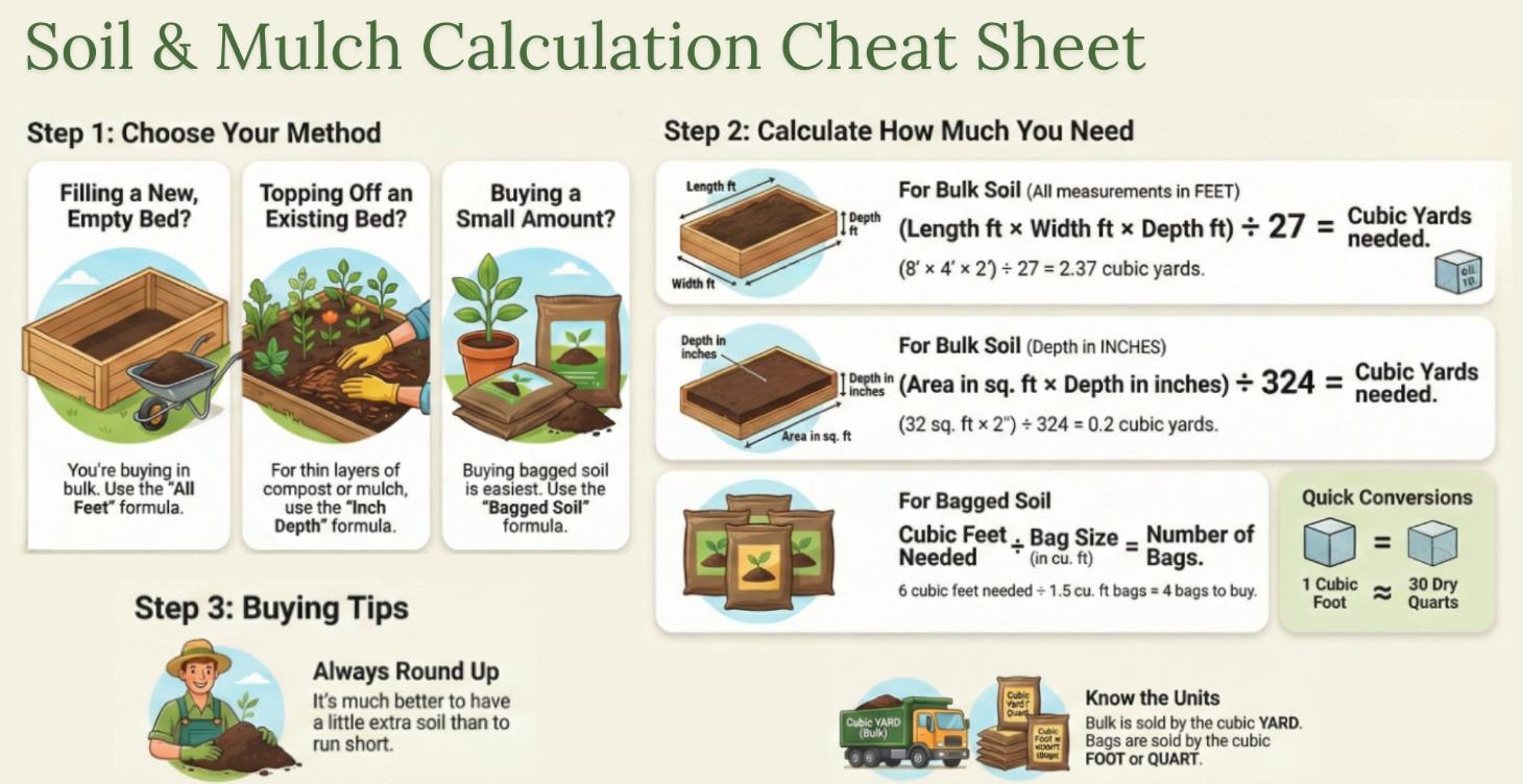 Soil & Mulch Calculation Cheat Sheet