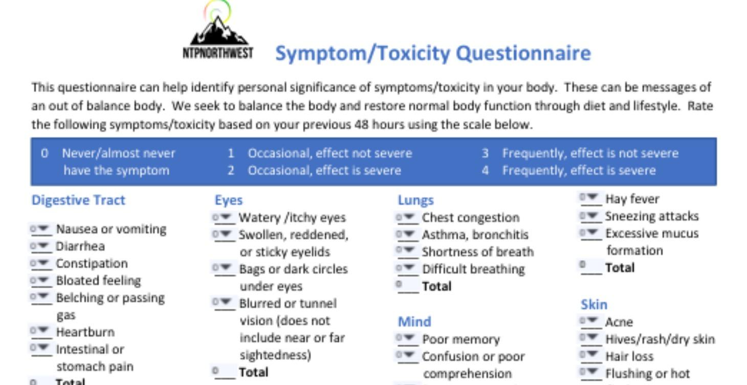 Medical Symptoms Questionnaire PDF