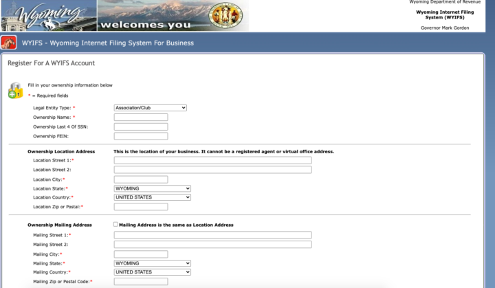 Wyoming Sales Tax License Application- address issue