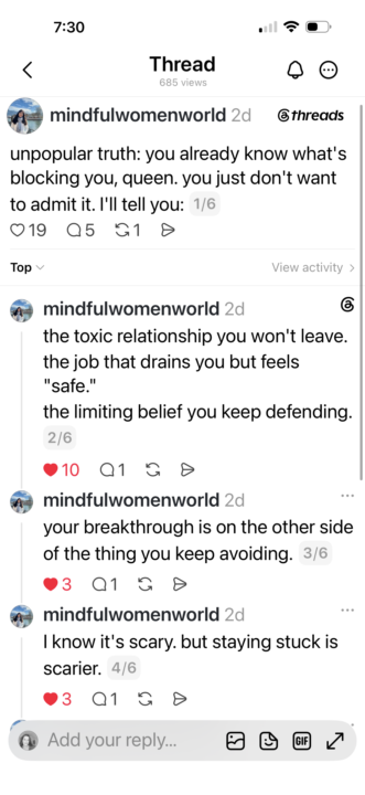 You deserve it- screenshot of a threads convo
