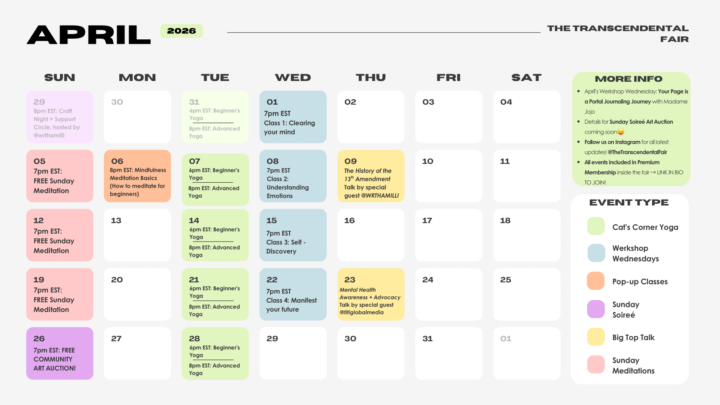 April Calendar + Yoga Resources