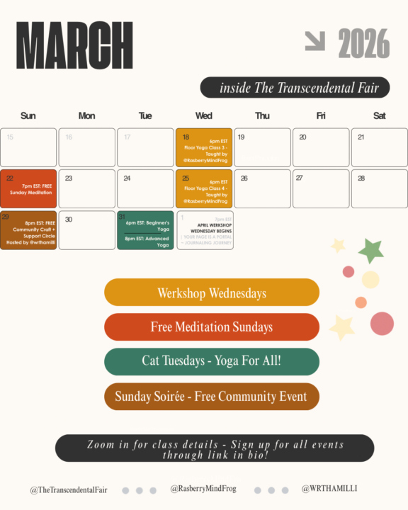 Upcoming Schedule for rest of March