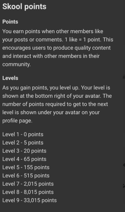 How levels and points work 