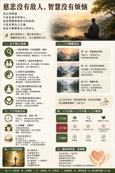 慈悲没有敌人，智慧没有烦恼