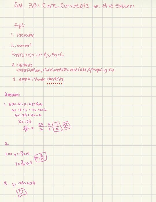My work for algebra ( 30+ core concepts )