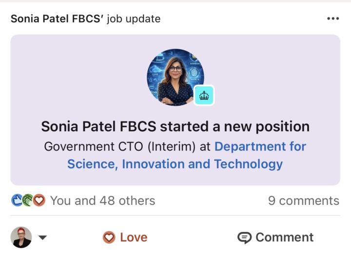 Our Sonia is now UK Government CTO! 