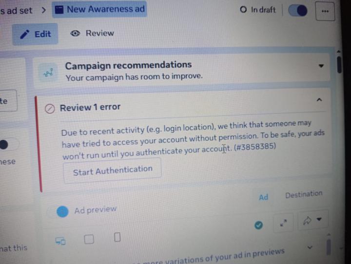 face book ads issue in ad level