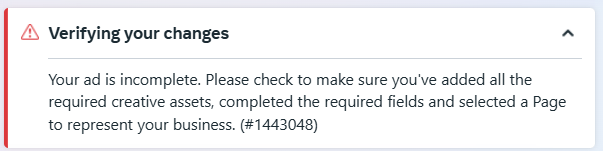 Meta Ad Error