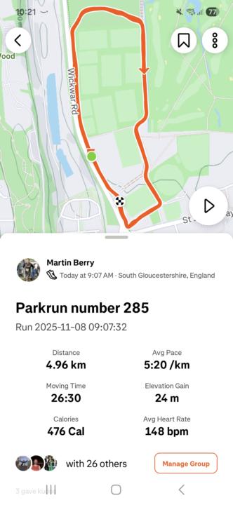 Parkrun number 285