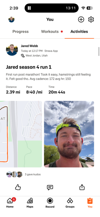 First run after marathon! 
