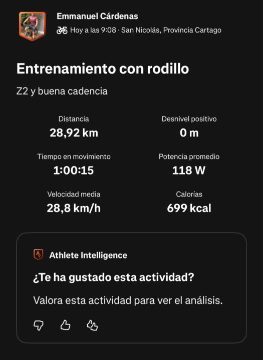 Entrenamiento del día 