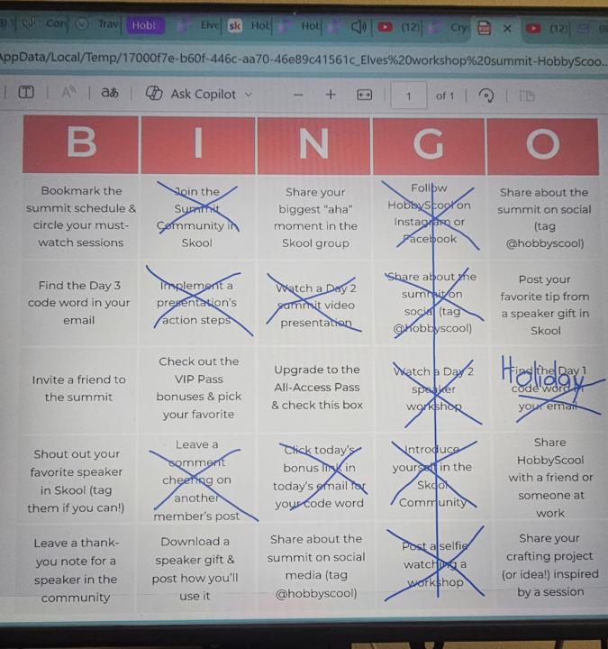 Bingo! Day 2
