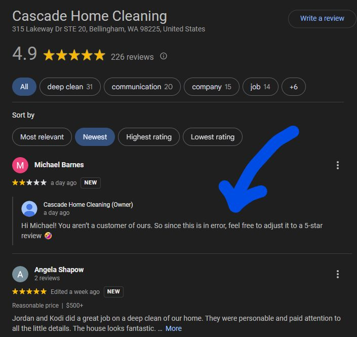 Triaging my 2-star google review