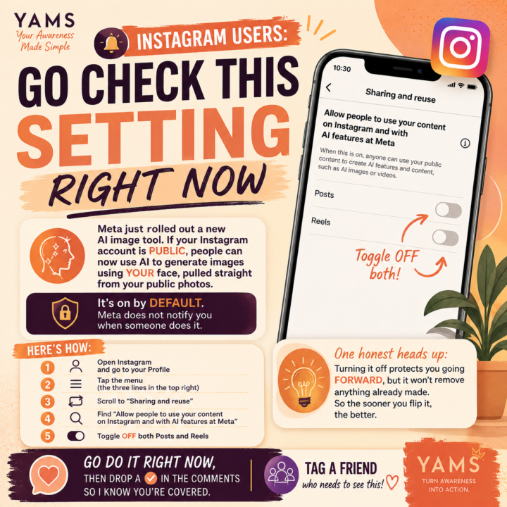 🚨 YAMS Awareness Alert: Check Your Instagram AI Settings Today