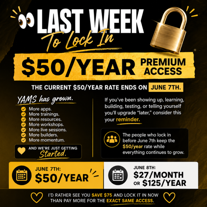 ⏰ Last Week To Lock In $50/Year Premium Access