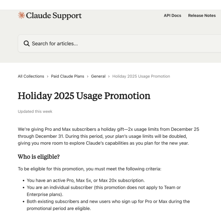 Claude Pro and Max users - 2x usage limits through December 31!