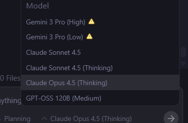 Opus 4.5 Added to Antigravity.