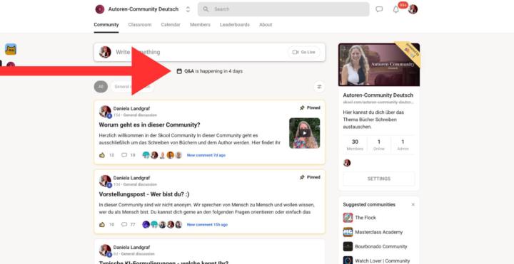 NEU: Calendar Tab mit Q&A Call alle 2 Wochen!