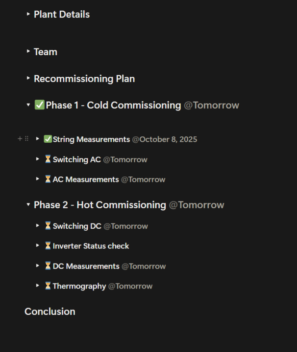 Commissioning Procedure