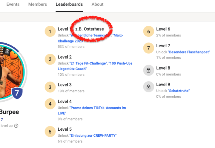 Namen für Level auf dem Leaderboard